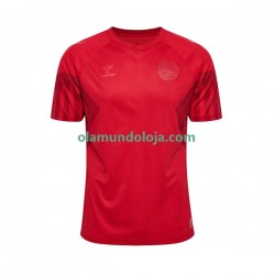 Camisola Dinamarca Homem Equipamento Primeiro Copa do Mundo 2022 Manga Curta